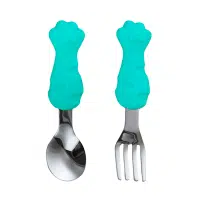 cubiertos de silicona gato, verde