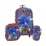 set maleta de sonic, incluye maleta, lonchera y cartuchera