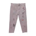 PANTALON JEAN CON DISEÑO DE SNOOPY GUINDO Y MALVA - Imagen 2