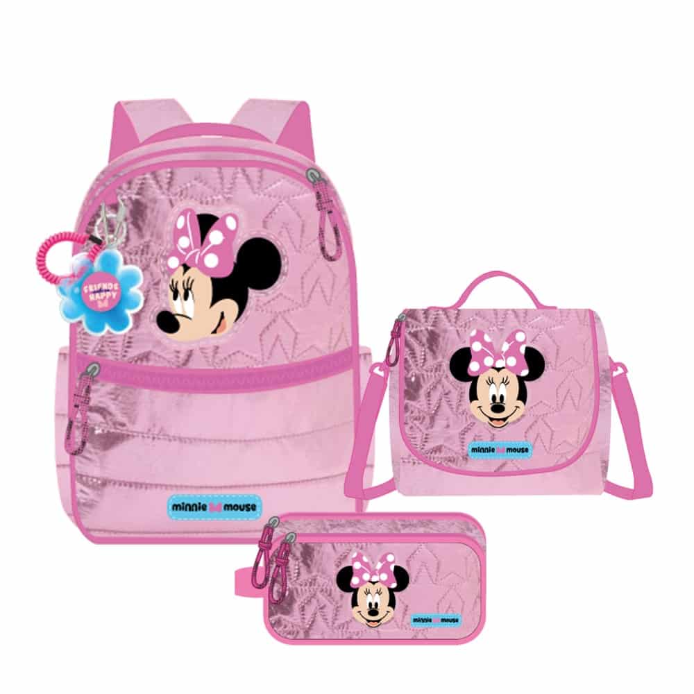 set-de-mochila-minnie-rosada Set Mochila Minnie Rosada