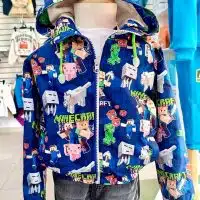 Casaca cortaviento Minecraft impermeable para niños