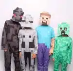 Disfraz Esqueleto Minecraft para niños con máscara pixelada