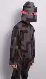 Disfraz Enderman Minecraft para niños con máscara negra y ojos morados