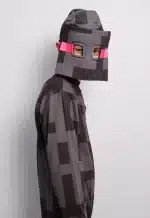 Disfraz Enderman Minecraft para niños con máscara negra y ojos morados