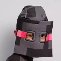Disfraz Enderman Minecraft para niños con máscara negra y ojos morados