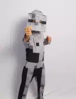 Disfraz Esqueleto Minecraft para niños con máscara pixelada