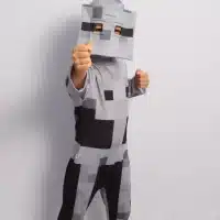 Disfraz Esqueleto Minecraft para niños con máscara pixelada