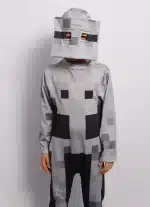 Disfraz Esqueleto Minecraft para niños con máscara pixelada