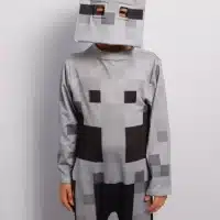 Disfraz Esqueleto Minecraft para niños con máscara pixelada