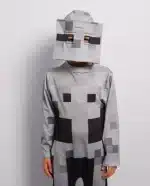 Disfraz Esqueleto Minecraft para niños con máscara pixelada