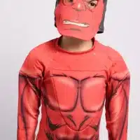Disfraz Hulk Rojo para niños con músculos y máscara