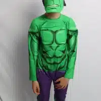 Disfraz Hulk para niños con traje musculoso y máscara verde