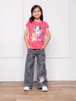 Pantalón jean Bluey para niña color gris - Imagen 2