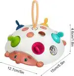 Juguete Erizo Sensorial 4 en 1 con funciones Pop Fidget y sonajero, fabricado en silicona de calidad alimentaria para la estimulación de niños de 1 a 3 años.