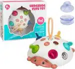 Juguete Erizo Sensorial 4 en 1 con funciones Pop Fidget y sonajero, fabricado en silicona de calidad alimentaria para la estimulación de niños de 1 a 3 años.