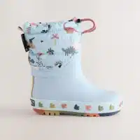 Botas de agua Dinosaurio azul con forro superior, calzado infantil impermeable y cómodo