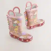 Botas de agua dinosaurio rosado para niños con asas, diseño exclusivo y calidad premium