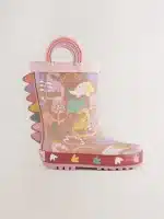 Botas de agua dinosaurio rosado para niños con asas, diseño exclusivo y calidad premium