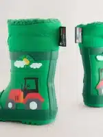 Botas de agua verde con animales de granja y Thinsulate térmico para niños