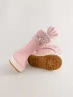 Botas de agua conejito rosa con puños forrados para niños, diseño exclusivo y calidad premium
