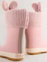 Botas de agua conejito rosa con puños forrados para niños, diseño exclusivo y calidad premium