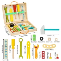 Juego de herramientas de madera para niños en maleta