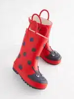 Botas de agua mariquita roja para niños con asa, diseño exclusivo de edición limitada y calidad premium
