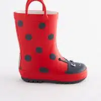 Botas de agua mariquita roja para niños con asa, diseño exclusivo de edición limitada y calidad premium