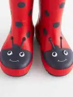 Botas de agua mariquita roja para niños con asa, diseño exclusivo de edición limitada y calidad premium