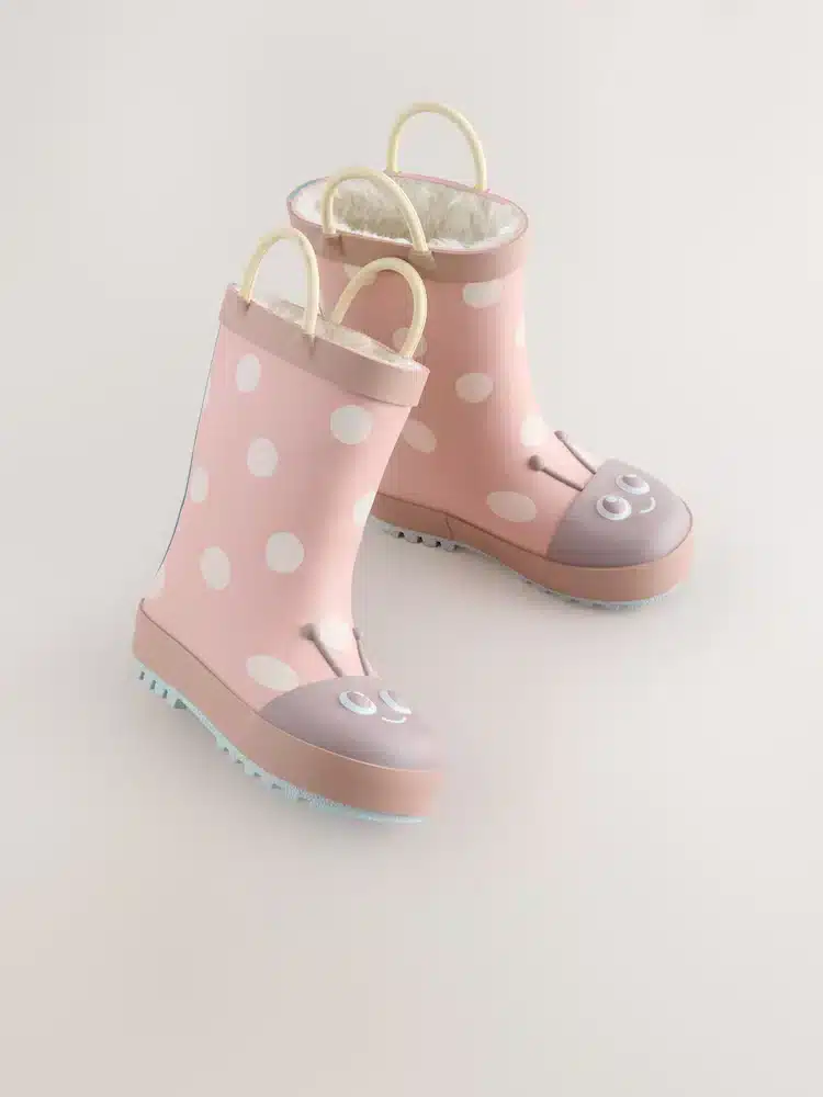 mariquita-rosa-botas-de-agua-con-asa Mariquita rosa botas de agua con asa para niños, edición limitada de calidad premium