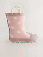 Mariquita rosa botas de agua con asa para niños, edición limitada de calidad premium