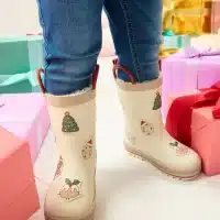 Botas de agua con asa navideña para niños, calzado infantil original, diseño exclusivo y edición limitada