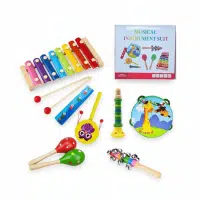 set de instrumentos musicales para niños de madera