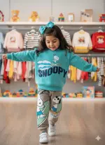 Conjunto Snoopy para niños celeste y gris | Comodidad y estilo infantil - Imagen 2