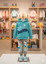 Conjunto Snoopy para niños celeste y gris