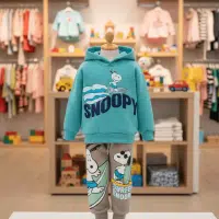 Conjunto Snoopy para niños celeste y gris