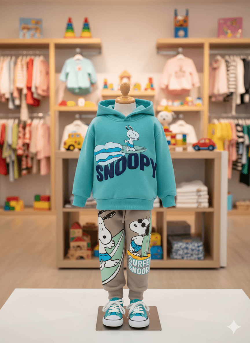 conjunto-snoopy-ninos-celeste-gris Conjunto Snoopy para niños celeste y gris