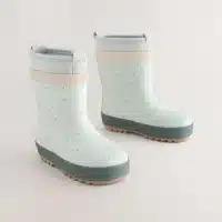 Botas de agua con puño forrado de neopreno de patito para niños, calzado infantil impermeable, cómodo y divertido