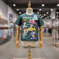 Polo Saja Boys para niños color verde estampado plastisol frente