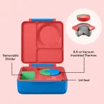 Lonchera bento OmieBox azul y rojo con termo integrado
