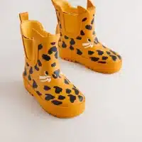 botas de agua yellow leopard print infantiles
