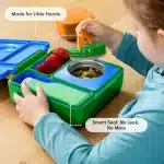 OmieBox lonchera térmica color azul y verde con termo integrado en La Mirilla Kids Perú