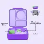OmieBox lonchera térmica color lila y morado con termo integrado en La Mirilla Kids Perú