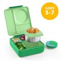 OmieBox lonchera térmica color limón y verde con termo integrado en La Mirilla Kids Perú