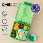 OmieBox lonchera térmica color limón y verde con termo integrado en La Mirilla Kids Perú