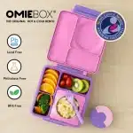 OmieBox lonchera térmica color rosado y morado con termo incorporado en La Mirilla Kids Perú