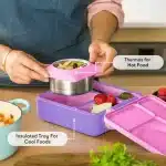 OmieBox lonchera térmica color rosado y morado con termo incorporado en La Mirilla Kids Perú