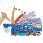 Pista Hot Wheels remolque T-Rex con lanzador y función come autos