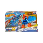 Pista Hot Wheels remolque T-Rex con lanzador y función come autos