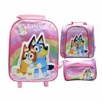 Maleta Bluey rosada original con ruedas para niñas en Perú